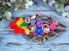Heart Virgin Of Guadalupe Angels   Flowers Handmade Mexican Folk Art Small Size