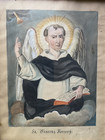Watercolor Saint Vincent Ferrer 19th Century Italian Antique Framed Rare Church