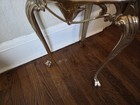 Antique W h  Howell Cast Iron Glass Top Accent Table Ornate Floral Geneva Il