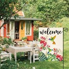 Hummingbird Floral Welcome Garden Flag 12x18 Inch Double Sided Outside  Spring