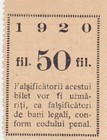 Romania Arad Bilet De Cassa 50 Filer 1920 Aunc