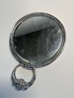 Sterling Silver  Art Nouveau Hand Mirror  -  Victorian Repousse Flowers