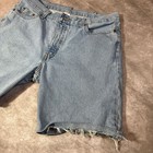 Vintage Levi s 505 Custom Cut Off Denim Shorts Mens 36 Light Wash Frayed Hem