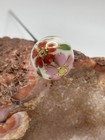 8    Antique Flowers Hand Painted Glass Ball Hatpin Hat Pin Victorian Gold Trim