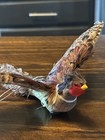 Vintage Hand Carved Painted Wood Red Pheasant With Feathers Hunting Cabin 9   