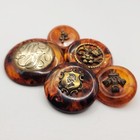 5 Vtg Imitation Faux Tortoise Bakelite Buttons W  Brass Ome   1-1 8  To 1-11 16 