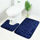 2-piece Solid Bathroom Bath Mat Contour Rug Set Memory Foam Toilet U-shaped Mat