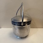 Vintage Hand Hammered Aluminum Ice Bucket Flip Hinged Top Made In Italy
