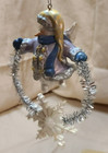 Vintage Snowman Christmas Ornament Angle Hovering Frosty Wintery Decoration Xmas