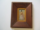 Small Antique Spanish Painting 19th Century Portrait With Ornate Large Frame 