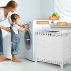132 L Plastic Rattan Laundry Basket Hamper  lid White