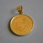 1980 One Ounce Krugerrand Gold Coin Mounted In 18k Gold Bezel Pendant