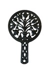 Vintage Wilton 12 Inch Cast Iron Floral Footed Trivet Black 1950s Usa Made