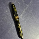 Vintage Lever Fill Fountain Pen Marbleized Green Black No Nib  Ring Top 