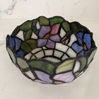 Tiffany Style Small Stained Glass Vintage Lamp Shade Floral Design 2   top 3    Base