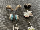Lot Of 8 Pairs 925 Sterling Silver Stud Earrings Vintage To Modern Estate Jewelr