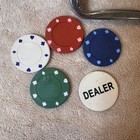 Poker Set Casino Cards Chips Luxe Retro Metal Case 2 Card Decks