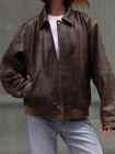 80s Oversize A2 Military Vintage Style Distressed Brown Real Leather Jacket
