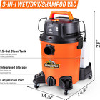 Armor All 6-gallon 5 5 Peak Horse Power 3-in-1 Wet dry Upholstery Vacuum Cleaner