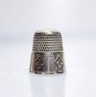 Antique Sterling Silver Size 10 Etched Sewing Octagonal Thimble Hallmarked