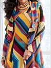 Size 10 Ashro Yellow Blue Red Multi Cruse Vacation Chiffon Maxi Jacket Dress