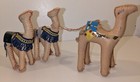 Vintage 1980s Leather Camel Family Figurines Handmade Stitched Nativity Set Of 3