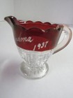 Vintage 1937 Ruby Red Flash Glass Souvenir Creamer Pitcher Grandma