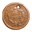185  Braided Hair Large Cent Copper Us Coin G vg Details Holed Nice Color