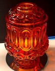 Vtg Le Smith Red orange Amberina Cadimum Moon   Stars Fairy Lamp - Glows  - Read