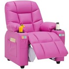 Marshmallow Larger Kids Reclining Chair Leather Recliner Sofa Faux Leather Pink