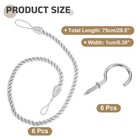 6pcs Curtain Tiebacks 75cm 29 5  Braided Drapery Holdback With Hook White