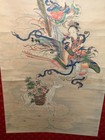 Antique Chinese Hanging Scroll-magu Offering Longevity phoenix   White Deer