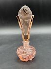 Art Deco Perfume Bottle pink Glass czechoslovakia C 1940 Scent Bottle Cut Glass