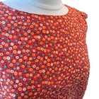 Vtg Apron Smock Red Floral Back 1 Button 2 Front Pockets Handmade Womens S m