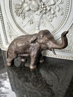 Antique Cast Bronze Elephant Japanese Meiji Tabletop Sculpture 19th Century Wow 