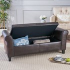 Danbury Contemporary Upholstered Storage Ottoman Bench With Rolled Arms