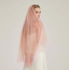 Double Layer Tulle Bridal Veil 2 Tier Sheer Wedding Veil With Comb B013 Blush   