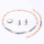  Wedding Jewelry Set Costume Fashion Gold Plated Necklace Earrings Bracelet Ring