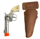 Nichols Stallion 22 Cap Gun W Basket Weaverholster Toy 5-cap W 2 Bullets Vintage