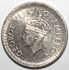 British India - 1 4 Rupee Coin 1943 Reeded - Km  546 Silver   500 King George Vi