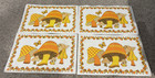 Vintage Orange Yellow Mod Mushroom Vinyl Placemat Retro Lot Of 4
