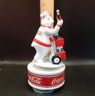 Vintage Coca Cola Music Box 1996 Baseball Bear Selling Coke At The Ballgame