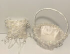 Basket  Flower Girl Basket  Wedding  Ring Pillow  Beaded Lace  Ivory Set New