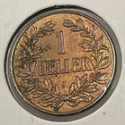 1908 J German East Africa One 1 Heller Nice Unc Detail Scarce Condition 
