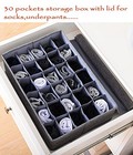  2 Packs Sock And Underwear Storage For Closet With Lids  30 Cells Drawer 