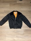 Sears Black Bomber Jacket M 38-40 Quilted Zipper Stand-up Collar Orange Lining
