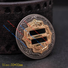 5x Western Gold Silver Engraved Leathercraft Slotted Conchos For Saddles 1-1 4 