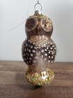 Raz Imports 5  Glass Brown   White Feather Owl Christmas Tree Ornament Beautiful