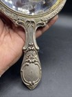 Vintage Handheld Mirror Silver Plate Floral Flaws Read