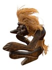 Vintage Hand Carved Wooden Tiki Figure Tribal Statue Polynesian Grass Skirt Deco
